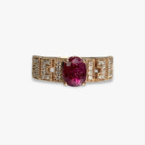 14K Rose Gold Oval Cut Ruby and Diamond Wide Band Ring