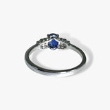 14k White Gold Oval Cut Blue Sapphire and Diamond Ring Back View