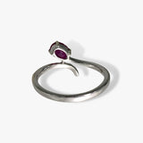 14k White Gold Oval Cut Ruby Diamond Pavé Bypass Ring Back View