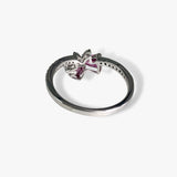 14k White Gold Trilliant Cut Ruby Diamond Accent Toi Et Moi Ring Back View