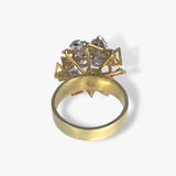 14k Yellow Gold Cat's Eye and Diamond Vintage Cocktail Ring Back View