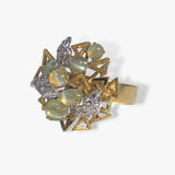 14k Yellow Gold Cat's Eye and Diamond Vintage Cocktail Ring Side View