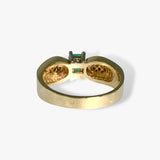 14k Yellow Gold Emerald Cut Emerald and Diamond Vintage Ring Back View