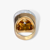 14k Yellow Gold Jade and Jadeite Vintage Cocktail Ring Back View