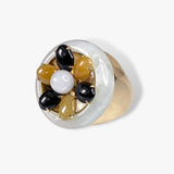 14k Yellow Gold Jade and Jadeite Vintage Cocktail Ring Side View