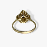 14k Yellow Gold Oval Cut Blue Sapphire Diamond Vintage Ring Back View