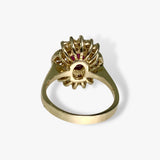 14k Yellow Gold Oval Cut Ruby and Diamond Vintage Ring Back View