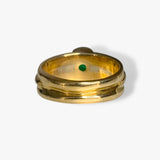 14k Yellow and White Gold Emerald and Diamond Vintage Signet Ring Back View