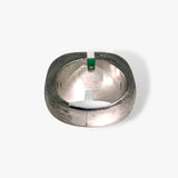 18k White Gold Oval-Shaped Green Jadeite and Diamond Vintage Ring Back View