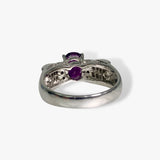 18k White Gold Oval Cut Ruby Diamond Vintage Ring Back View