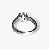 18k White Gold Round Cut Blue Sapphire and Diamond Ring Back View