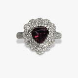 18k White Gold Trillion Cut Ruby Diamond Cluster Ring