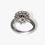 18k White Gold Trillion Cut Ruby Diamond Cluster Ring Back View