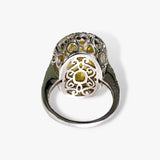 18k Yellow Gold Oval Cut Yellow Sapphire Diamond Halo Cocktail Ring Back View