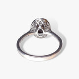 14k White Gold Cabochon Black Opal Diamond Halo Ring
