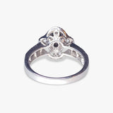14k White Gold Cabochon White Opal and Diamond Clover Ring
