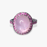 14k White Gold Pink Star Sapphire Halo Ring