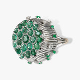 14k White and Yellow Gold Emerald and Diamond Dome Ring