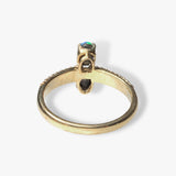14k Yellow Gold Australian Black Opal Toi et Moi Diamond Pavé Ring Back View