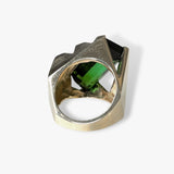 14k Yellow Gold Green Tourmaline Diamond Vintage Cocktail Ring Back View