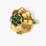 14k Yellow Gold Round Cabochon Jadeite Vintage Cocktail Ring Side View