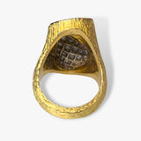 18k Brushed Yellow Gold Round Diamond Vintage Cocktail Ring Back View