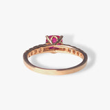18k Rose Gold Cushion Cut Ruby Diamond Ring Back View