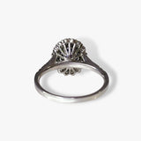 18k White Gold Cabochon Blue Sapphire Diamond Double Halo Ring Back View