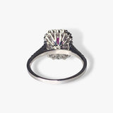18k White Gold Elongated Cushion Ruby Diamond Double Halo Ring Back View