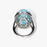 18k White Gold Sea Foam Green Aquamarine Diamond Halo Cocktail Ring Back View