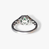 18k White Gold Square Emerald and Diamond Split Shank Ring Back View