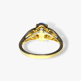 18k Yellow Gold Black Opal and Diamond Split Shank Ring Back View
