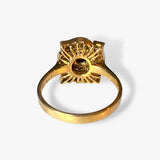 18k Yellow Gold Oval Ruby and Baguette and Round Diamond Cluster Ring Back View