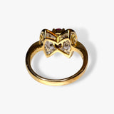 18k Yellow Gold Oval Ruby and Round Diamond Vintage Cluster Ring Back View