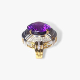 18k Yellow and White Gold Oval Amethyst Diamond Pendant Back View