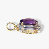 18k Yellow and White Gold Oval Amethyst Diamond Pendant Side View
